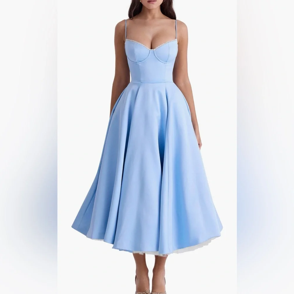 House of CB Mademoiselle Bustier stretch satin midi dress - Picture 1 of 10
